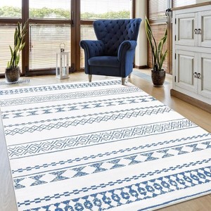Vintage Geometric Area Rug Non Slip Low Pile Soft Rug Farmhouse Bohemian Carpet Living Room Bedroom Dining Room Rug - 1 of 4
