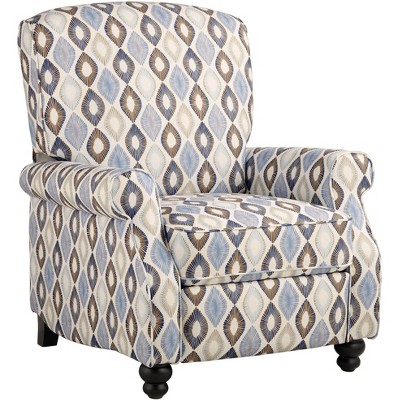 Elm Lane Blue Diamond Recliner Chair Modern Armchair Comfortable Push Manual Reclining Footrest for Bedroom Living Room Reading Home Relax Study Den