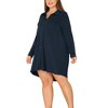 Agnes Orinda Women's Plus Size Solid Long Sleeve Button Down V-Neck Pajama Sleepdress - image 2 of 4