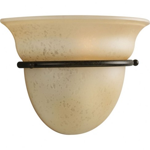 Progress Lighting Torino 1-Light Wall Sconce, Porcelain, Forged Bronze, Etched White Glass Bowl - image 1 of 2