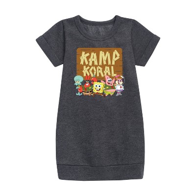 - SpongeBob SquarePants - Kamp Koral Kamp Koral Group Graphic Short Sleeve Fleece Dress