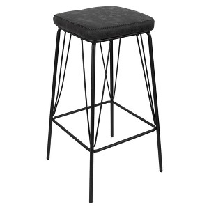 LeisureMod Millard Faux Leather Bar Stool with Metal Frame - Sleek Modern Design, Comfortable Seating - 1 of 4