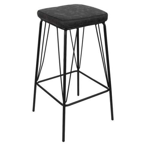 LeisureMod Millard Faux Leather Bar Stool With Metal Frame - image 1 of 4