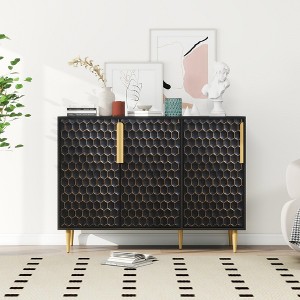 VYNXARIA 3-Door Storage Cabinet with Honeycomb Metal Doors and Adjustable Shelves - 1 of 4