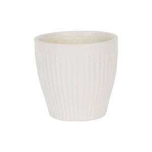 Cheung's Currula Tapered Vertical Bar Pattern Ceramic Pot - Small - White - 1 of 3