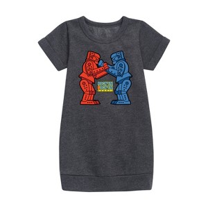 - Rock 'Em Sock 'Em Robots - Rock 'Em Robot Graphic Short Sleeve Fleece Dress - 1 of 3