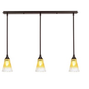 Toltec Lighting Any 3 - Light Chandelier in  Dark Granite with 5.5" Fluted Gold Champagne Crystal Shade - 1 of 1