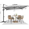 10FT Cantilever Umbrella With Base, Square Single Top Outdoor Umbrella With 360-Degree Rotation, Offset Patio Umbrella for Backyard, Deck, Pool - 2 of 4