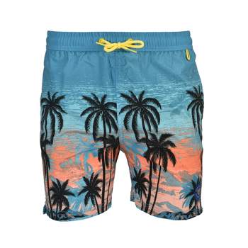 Banana Boat UPF50+ Boy's Tropical Island Print Bathing Suit 4-Way Stretch | Coral or Navy Blue