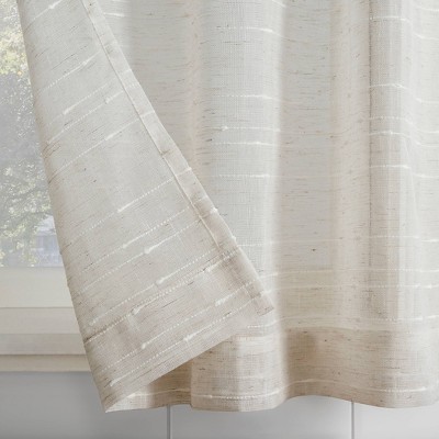Linen Blend Sheer Rod Pocket Kitchen Curtain Tier Pair