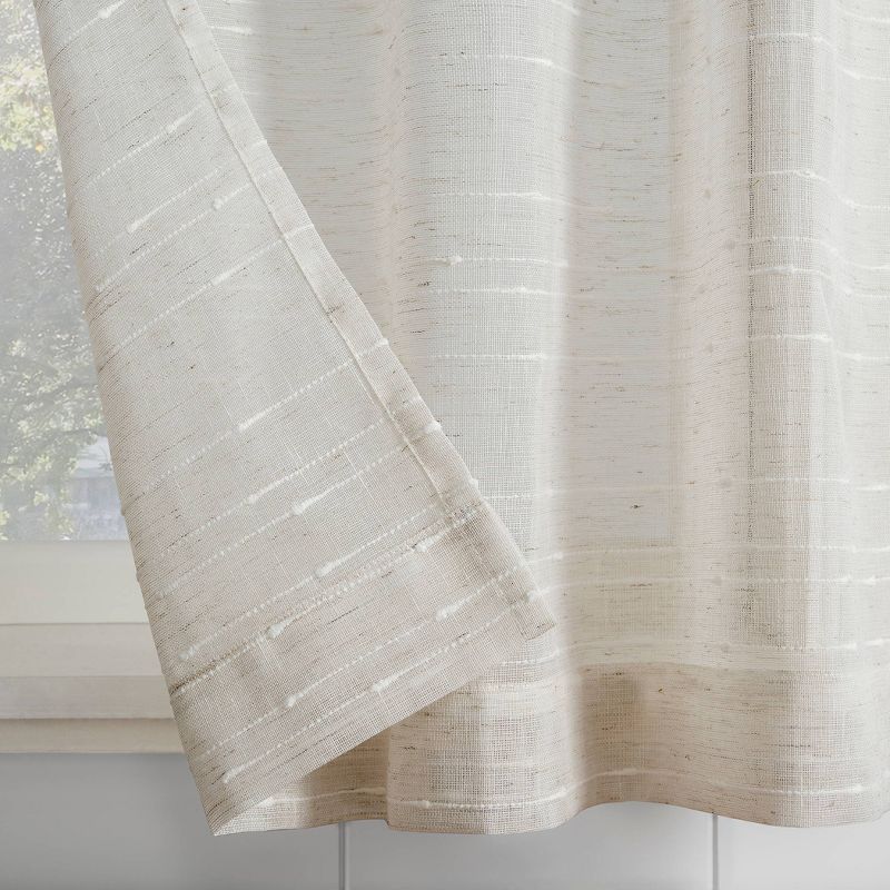 Set of 2 Textured Slub Striped Anti-Dust Linen Blend Sheer Cafe Curtain Tiers - Clean Window, 3 of 6