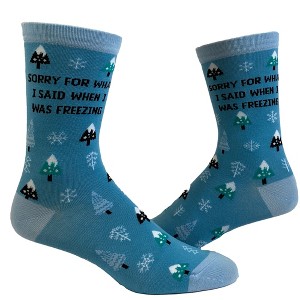 Crazy Dog T-Shirts Women's Sorry For What I Said When I Was Freezing Socks Funny Winter Cold Snow Graphic Novelty Footwear - 1 of 4