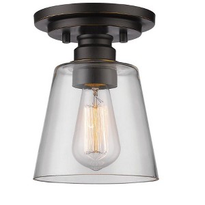 Annora Vintage Style Flush Mount Light Fixture - Clear Glass & Steel, 100W, Dimmable, 7" - 1 of 1