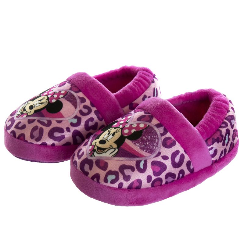 Josmo Kids Girl's Minnie Mouse Slippers - Plush Lightweight Warm Comfort Soft Aline House Slippers - Hot Pink Purple (sizes 5-12 toddler-little kid), 2 of 9