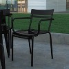 Emma and Oliver Powder Coated Steel Stacking Dining Chair with Arms and 2 Slat Back for Indoor-Outdoor Use - image 2 of 4