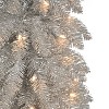 Puleo 6' Pre-Lit Artificial Alpine Silver Pencil Tree - 4 of 4