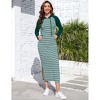 Coolmee Women's Casual Long Sleeve Side Slit Pullover Maxi Hoodie Dress Slim Striped Long Dresses with Pockets - 4 of 4