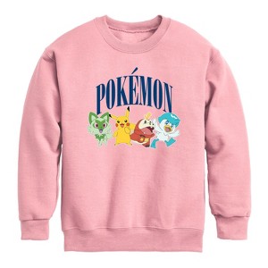 Boys' - Pokémon - Pikachu And Friends Collegiate Graphic Long Sleeve Fleece Sweatshirt - 1 of 4