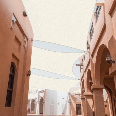 Off-White HDPE Rectangle Sun Shade Sail for Patio and Yard