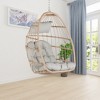 CAVINAS Hanging Egg Swing Chair,Brown Rattan Patio Swing with Cushion for Indoor Outdoor Porch Courtyard - 2 of 4