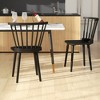 Costway Rubber Wood Windsor Dining Chairs Set of 2 with Spindle Back for Living Room Black/Natural - 2 of 4