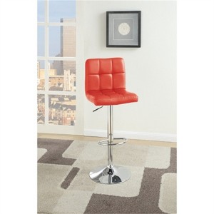 RISOKEYS Red Faux Leather Bar Stool - Set of 2 Counter Height Chairs with Adjustable Height for Kitchen Island - 1 of 4