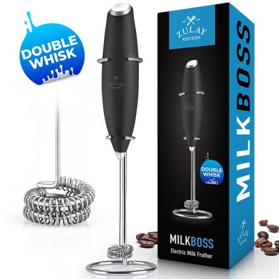 Zulay Kitchen Double Whisk Milk Frother - Black