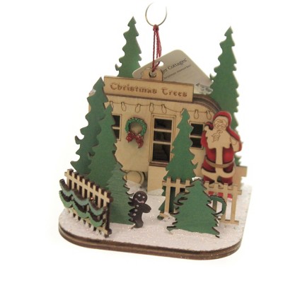 Ginger Cottages 4.0" Christmas Tree Lot Ornament Santa Trailer  -  Tree Ornaments