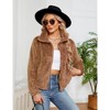 Coolmee Women's Faux Fur Coat Casual Shaggy Jacket with Pockets Warm Winter Zip-Up Fluffy Outwear - 2 of 4
