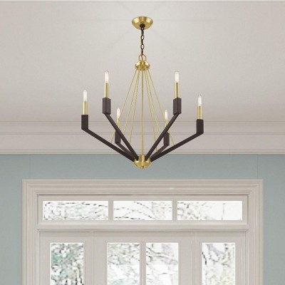 Brushed Nickel and Black 6-Light Candelabra Chandelier