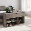 Shoe Storage Bench with Cushion, Lift-Top Storage Box, 2-Tier Open Shoe Rack - Wooden Entryway & Bedroom Bench - 2 of 4