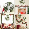 16 Inch Christmas Wreath for Front Door Decor - Luxury Xmas Wreath with Glitter Balls, Poinsettia Flowers - 3 of 4