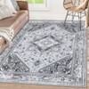 Vintage Washable Floral Printed Area Rug with Non-Slip Backing Farmhouse Oriental Distressed Low Pile Carpet - 3 of 4