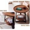 2-Tier Round Side Table with Storage Shelf, Wood and Metal Frame Side Table for Living Room & Bedroom, Small Round End Tables - 4 of 4