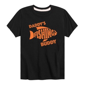 Boys' - Instant Message - Daddy's Fishing Buddy, Orange Short Sleeve Graphic T-Shirt - 1 of 4