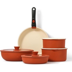 CAROTE Pots and Pans Set, Nonstick Cookware Set Detachable Handle, 11pcs Induction Kitchen Cookware Sets, Oven Safe, Gold and Red - 1 of 4