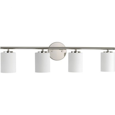 Polished Nickel 4-Light Modern Bath Vanity Fixture