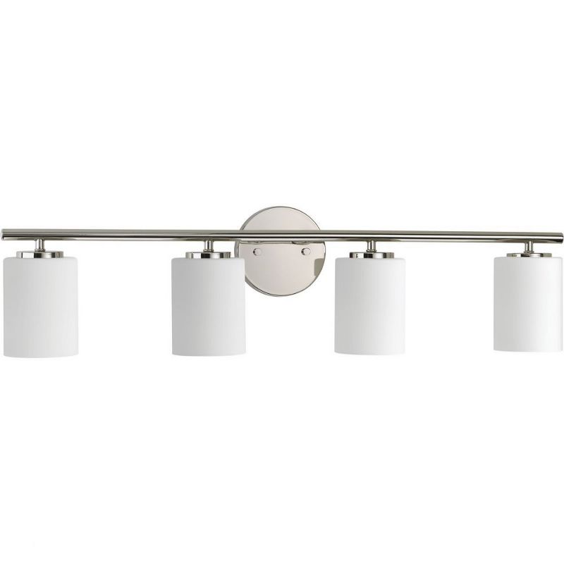 Progress Lighting Replay 4-Light Bath Vanity, Polished Nickel, Porcelain, Up/Down Mount, Brushed Nickel Finish, Shade Included, 2 of 4