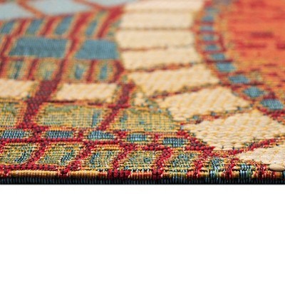 Saffron Round Flat Woven Synthetic Indoor/Outdoor Rug