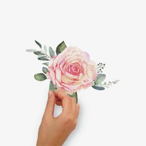 Roses Peel and Stick Giant Wall Decal Pink - RoomMates: Vinyl Botanical Modern Decor, Self-Adhesive 10pc Set - 1 of 4