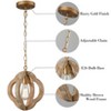 Claxy Farmhouse Brown Wooden Pendant Light Fixture Antiqued Gold Finish - 3 of 4