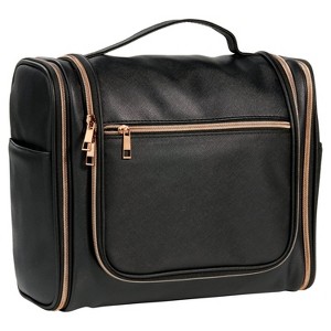 Makeup and Cosmetic Carry All Travel Toiletry Bag with Hanging Hook for Adult , Black ,14" x 5.5" x 10.5" - 1 of 4