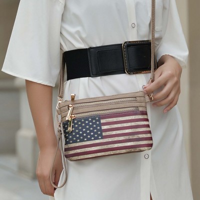 MKF Collection American Flag Crossbody Wristlet Bag – Vintage Fourth of July Handbag, Alisson | MKF Collection by Mia K – Taupe — фото 4