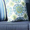 gray wicker+denim blue cushion