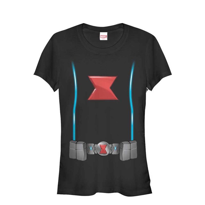 Juniors Womens Marvel Black Widow Costume T-Shirt, 1 of 4