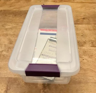 Sterilite 6 Qt Clear View Box Clear With Latches Purple : Target