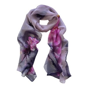 Wrapables Lightweight Sheer Silky Feeling Georgette Scarf, Lotus on Pink - 1 of 4