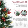 2.5 Ft/30" 2 Pack Outdoor Entryway Pre-Lit Artificial Christmas Tree Cordless with 70 Branches, Warm White LED lights, Red Berries, Green - 3 of 4
