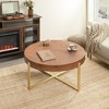 NicBex Retro Round Wood Coffee Table Black/Gold Cross Metal Legs Accent Table for Living Room - 3 of 4