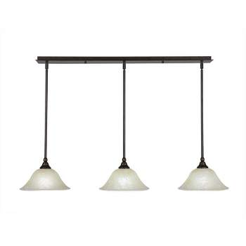 Toltec Lighting Any 3 - Light Chandelier in  Bronze with 10" Amber Marble  Shade